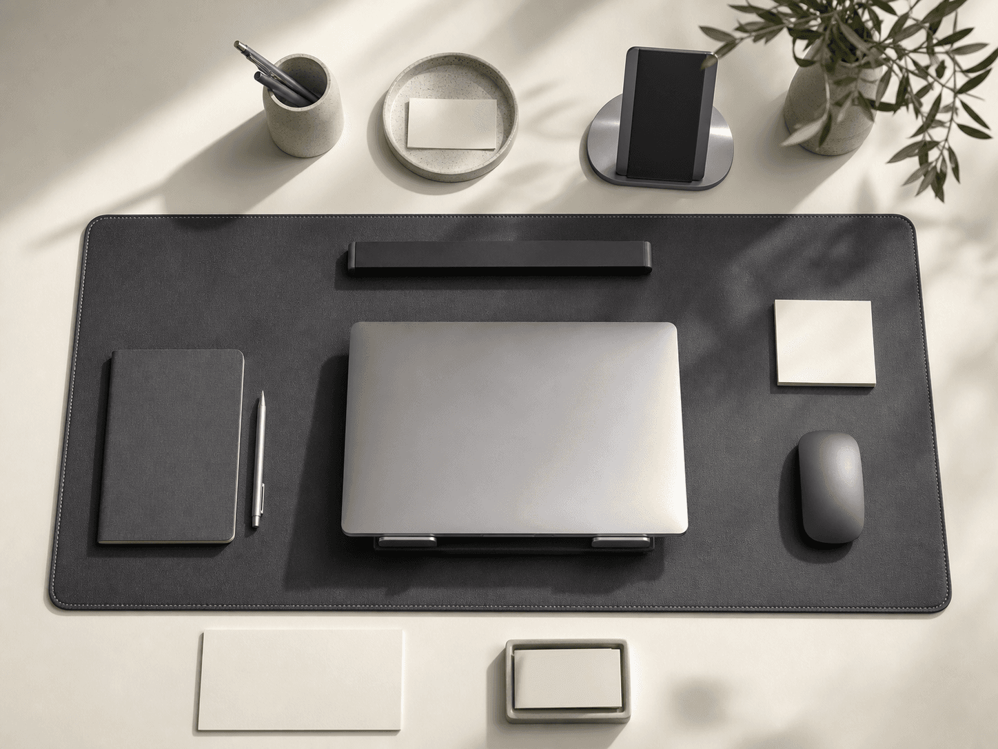Desk Mat Large in graphite and silver finish