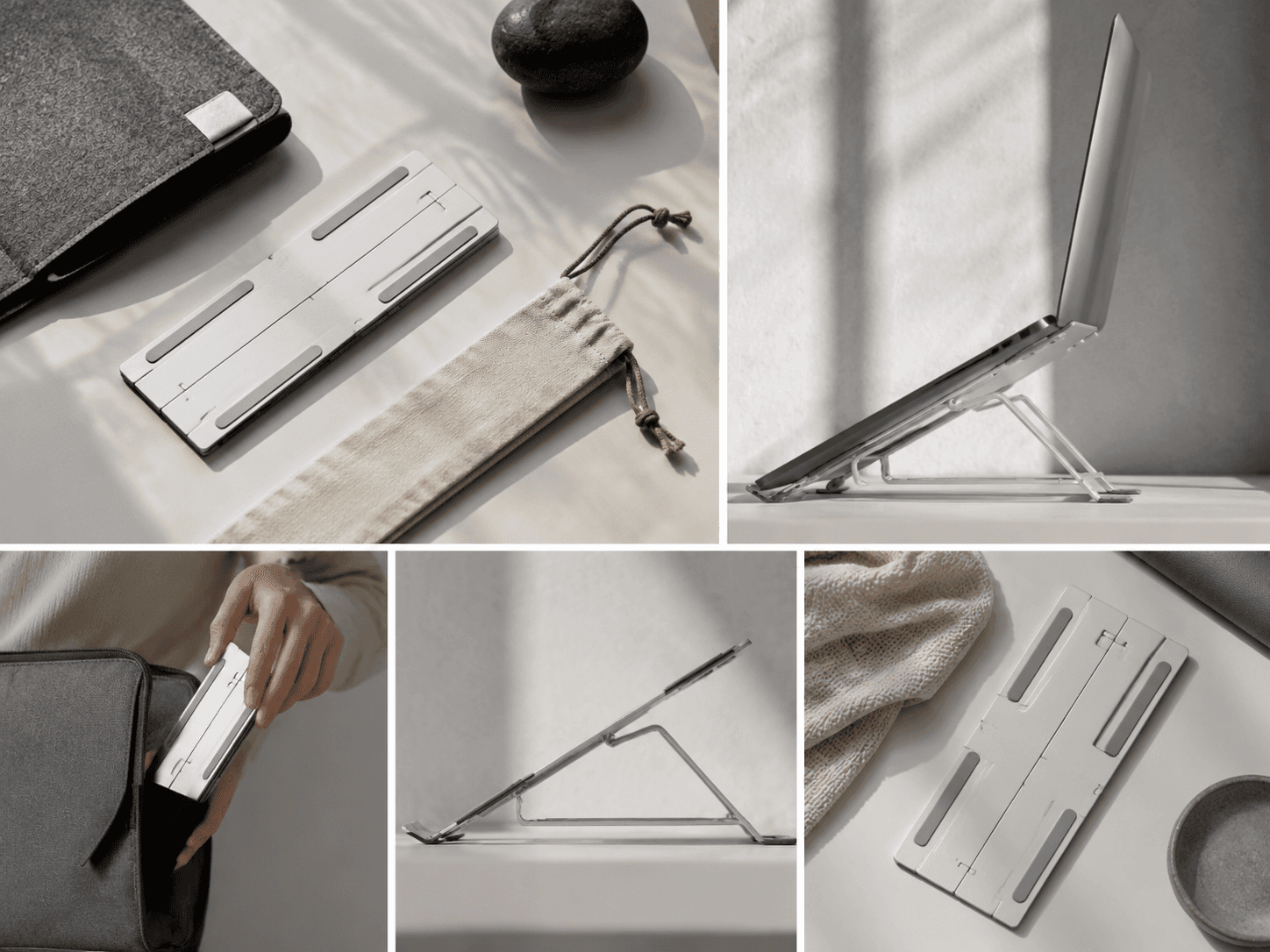 Portable Laptop Riser Slim in graphite and silver finish